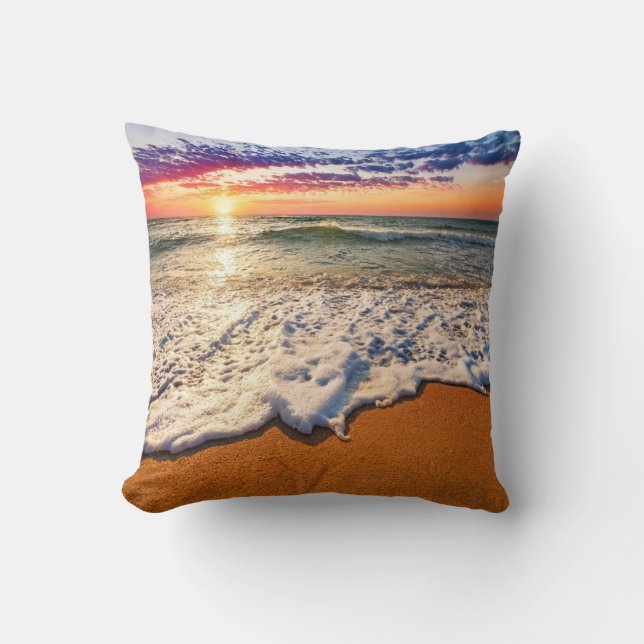 Beach Sunset Throw Pillow (Front)