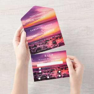 Beach Sunset Tropical Destination Hawaii Summer All In One Invitation