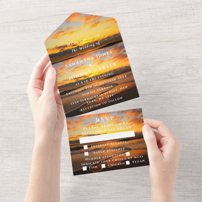 Beach Sunset Tropical Destination Hawaii Summer All In One Invitation (Tearaway)