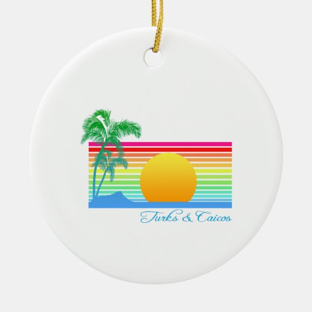 Beach Sunset Turks Caicos Ceramic Ornament (Front)