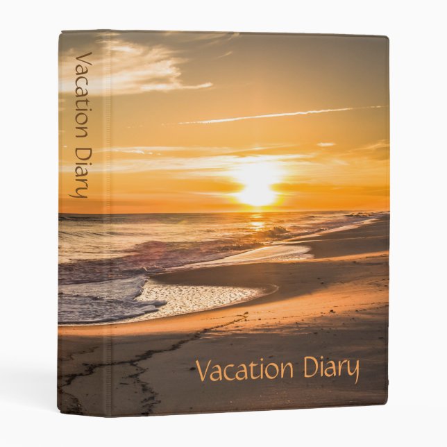 Beach Sunset Vacation Diary Mini-Notebook Mini Binder (Front/Spine)