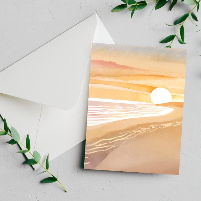 Beach Sunset Watercolor | Beautiful Yellow Card (Creator Uploaded)