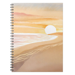 Beach Sunset Watercolor   Beautiful Yellow  Notebook