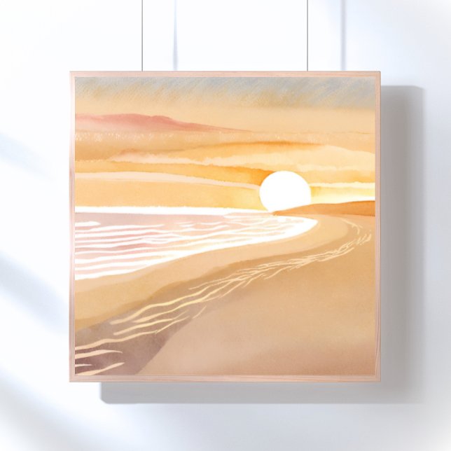 Beach Sunset Watercolor | Beautiful Yellow  Poster (Creator Uploaded)