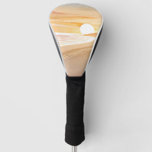 Beach Sunset Watercolor Beautiful Yellow Sea Golf Head Cover