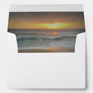 Beach Sunset Waves Romantic Wedding Envelope