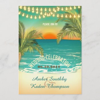 Beach Sunset Wedding Invitation by SpiceTree_Weddings at Zazzle