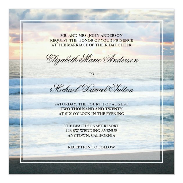 Beach Sunset Wedding Invitations