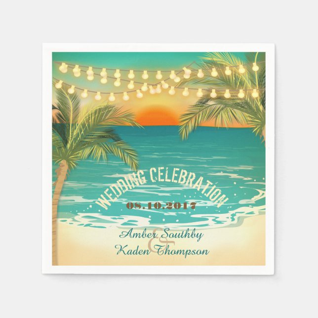 Beach Sunset Wedding Napkins (Front)