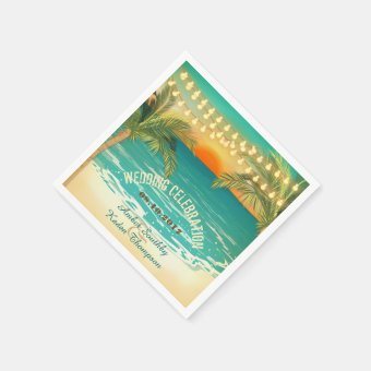 Beach Sunset Wedding Napkins | Zazzle