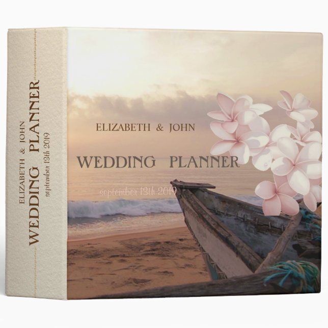 Beach Sunset   Wedding,Plumeria Binder (Front/Spine)