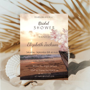 Beach Sunset Wedding,Plumeria  Bridal Shower Invitation