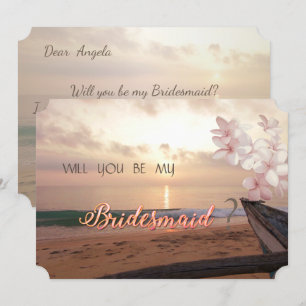 Beach Sunset Wedding,Plumeria Bridesmaid Card