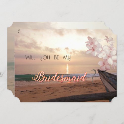 Beach Sunset WeddingPlumeria  Bridesmaid Card