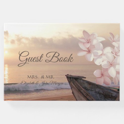 Beach Sunset  WeddingPlumeria Guest Book