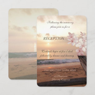 Beach Sunset Wedding,Plumeria Reception Invitation