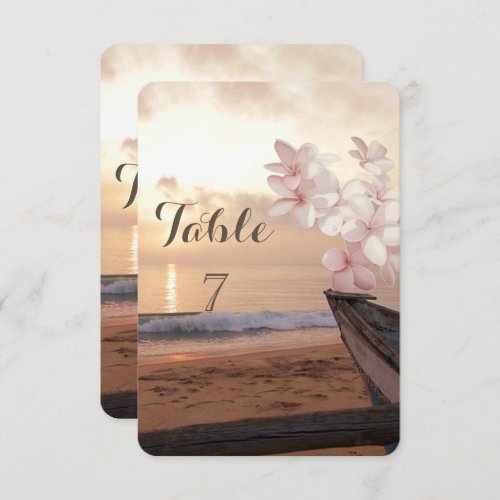 Beach Sunset WeddingPlumeria Table Card