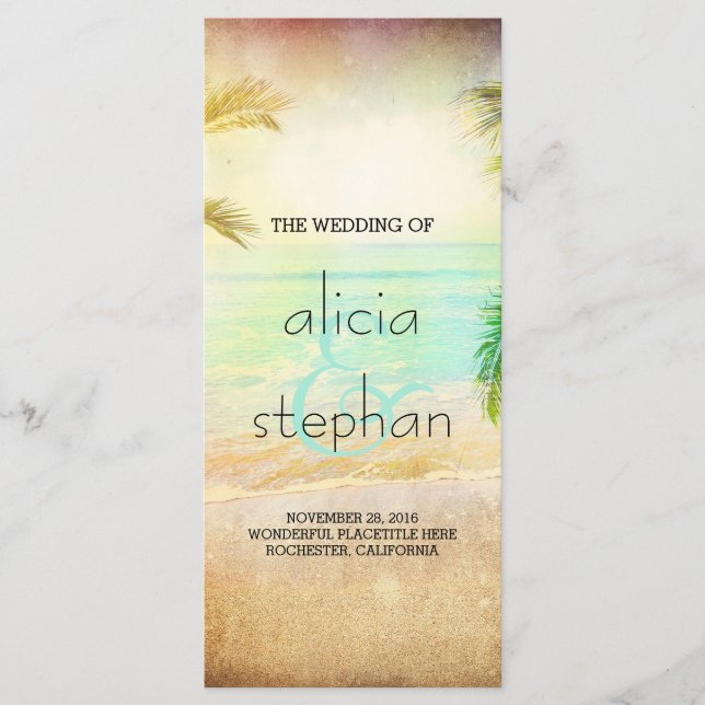 Beach Sunset Wedding Programs (Front)
