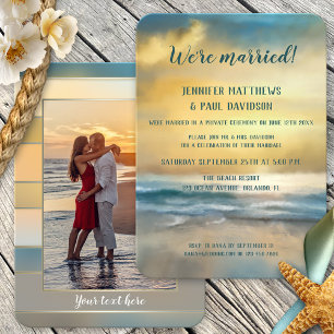 Beach Sunset Wedding Reception Photo Invitation