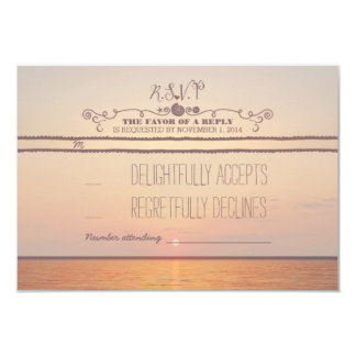 beach sunset wedding RSVP card