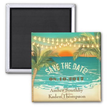 Beach Sunset Wedding Save The Date Magnet by SpiceTree_Weddings at Zazzle