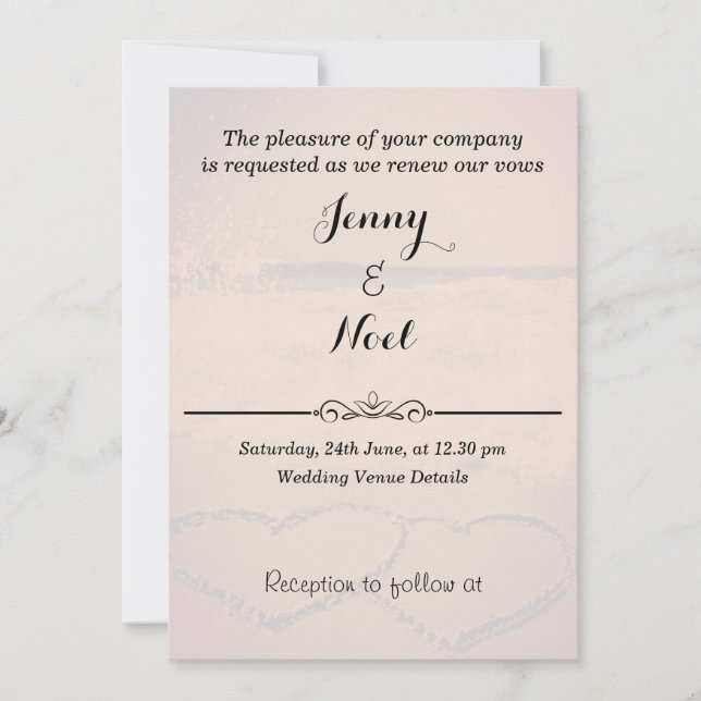 Beach Sunset Wedding Vows Renewal Invitation (Front)