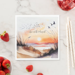 Beach Sunset with Birds Napkins