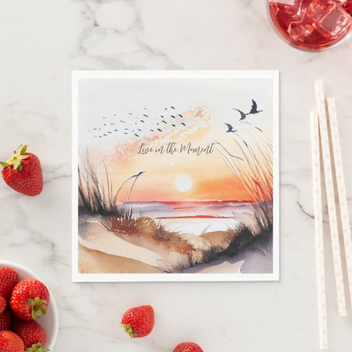 Beach Sunset with Birds Napkins