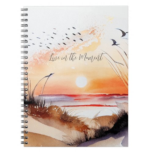 Beach Sunset with Birds Notebook