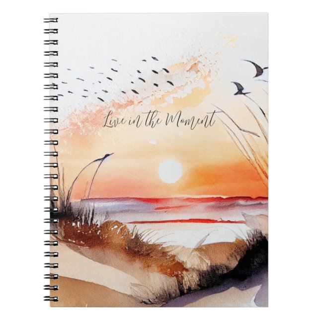 Beach Sunset with Birds Notebook (Front)