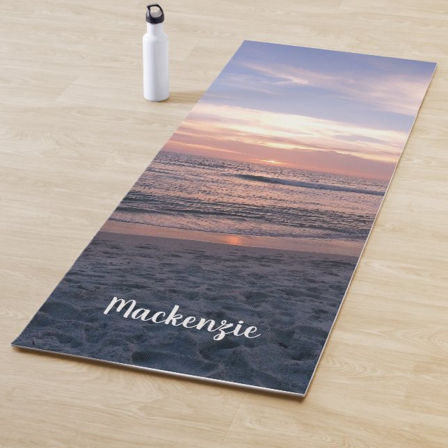 Beach Sunset with Name Yoga Mat (In Situ)
