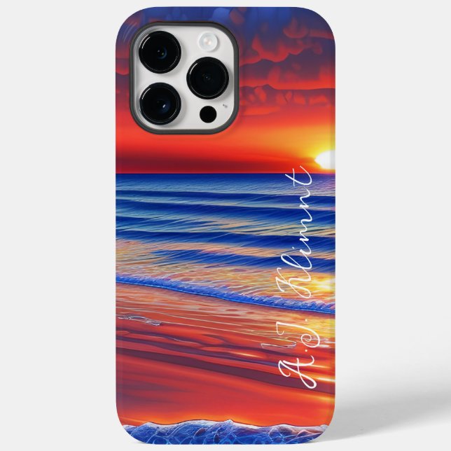 Beach Sunset with Personalized Name Case-Mate iPhone Case (Back)
