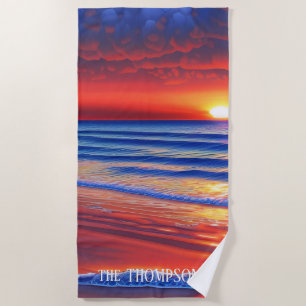 Beach Sunset with Personalized Name  Towel