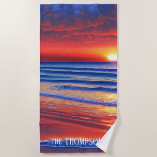 Beach Sunset with Personalized Name  Towel