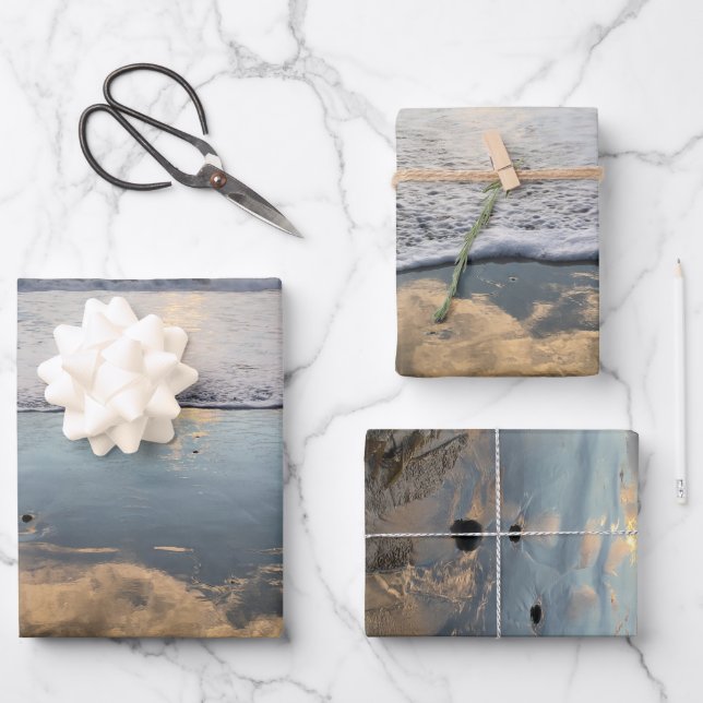 Beach Sunset Wrapping Paper Flat Sheet Set of 3 (Front)