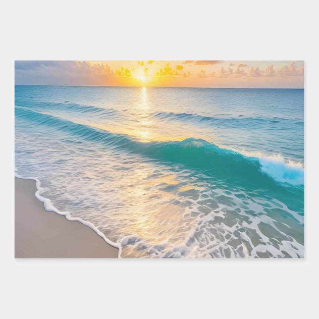 Beach Sunset  Wrapping Paper Sheets (Front)