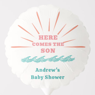Beach Sunshine Here Comes The Son Baby Shower Balloon