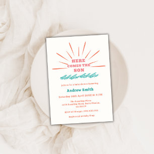 Beach Sunshine Here Comes The Son Baby Shower Invitation