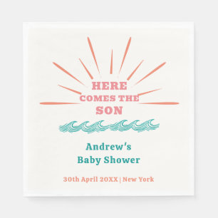 Beach Sunshine Here Comes The Son Baby Shower Napkins