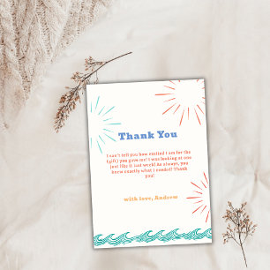 Beach Sunshine Here Comes The Son Baby Shower Thank You Card