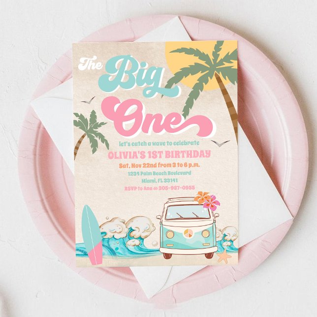 Beach Surf 1st Birthday Invitation (Creator Uploaded)