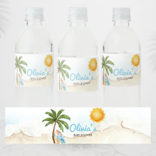 Beach Surf Baby on Board Baby Shower Water Bottle Label