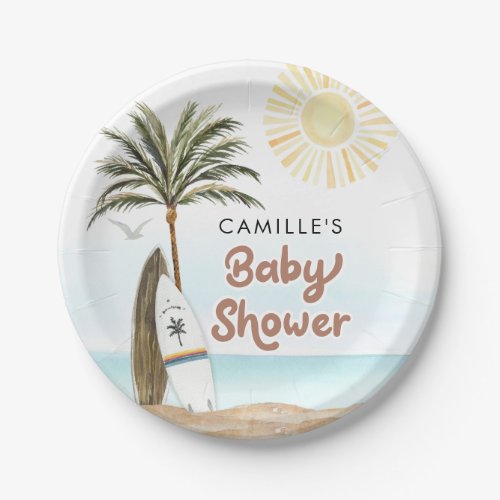 Beach Surf Baby Shower Paper Plates