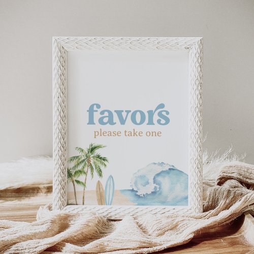 Beach Surf Birthday Favors Sign