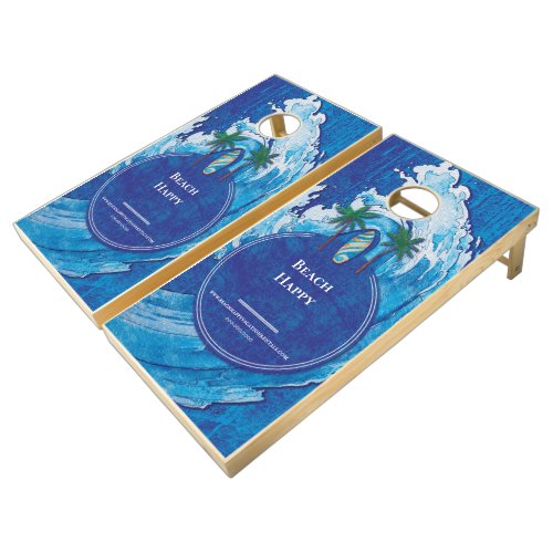 Beach Surf Board Summer Vacation Rental Cornhole Set