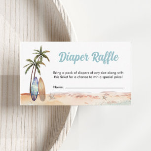 Beach Surf Boards Diaper Raffle Baby Shower Enclosure Card
