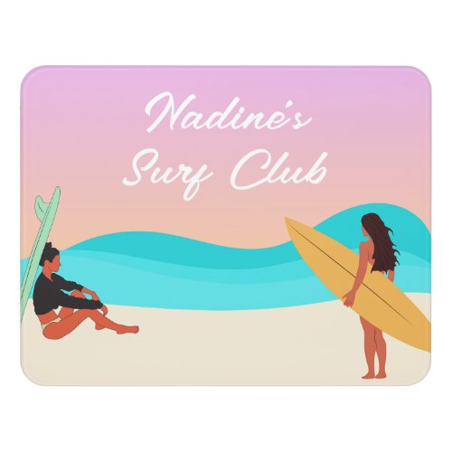 Beach Surf Club Ocean Wave Surfers Custom Name Door Sign