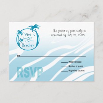 Beach Surf Palm Logo Rsvp | Blue by glamprettyweddings at Zazzle