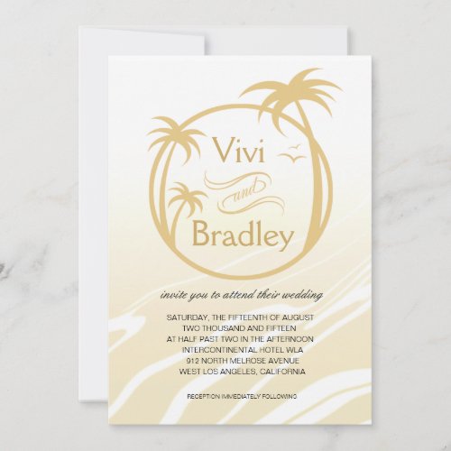Beach Surf Palm Logo Wedding  sand Invitation