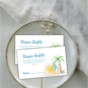 Beach Surf Sun Palm Diaper Raffle Baby Shower  Enclosure Card